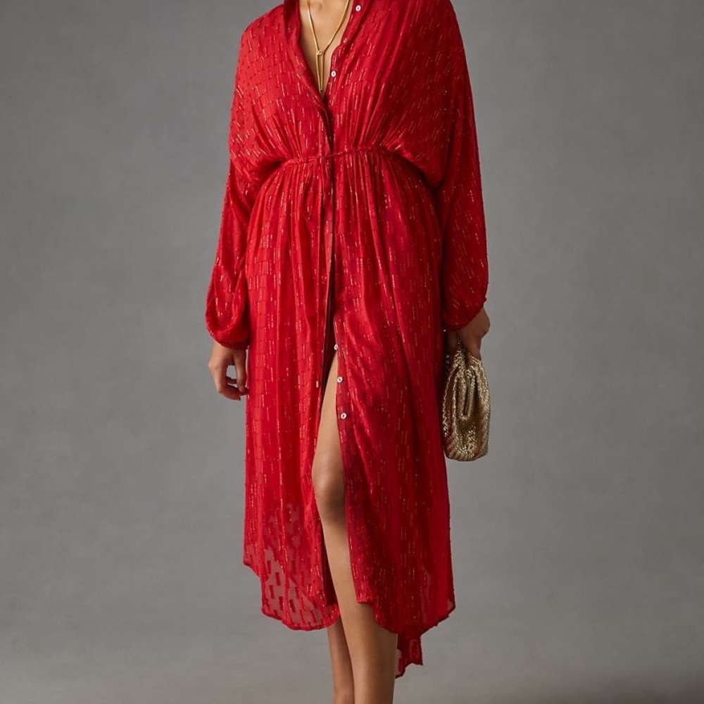 Anthropologie Red Maxi Dress